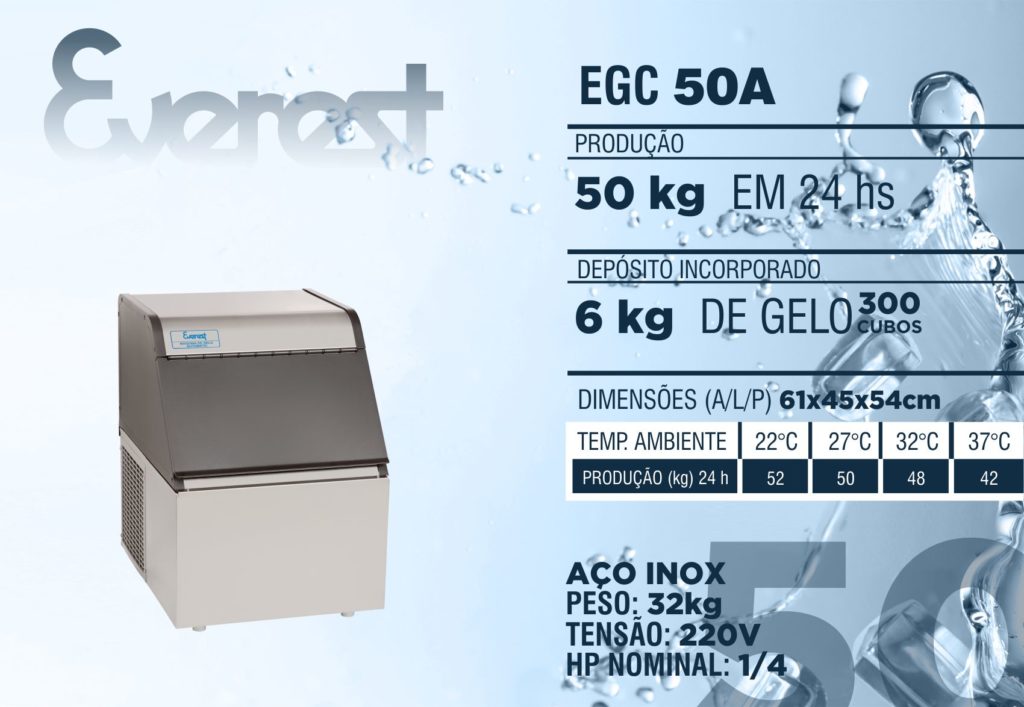MÁQUINA DE GELO EVEREST – EGC 50 A - Marca da Água